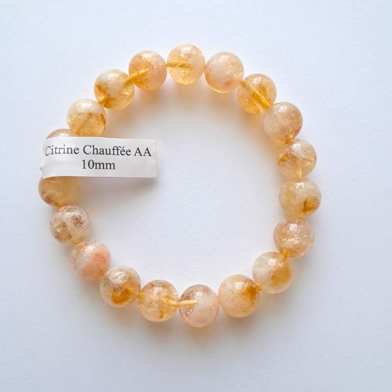 Bracelet Énergie & Éclat – Citrine Chauffée, Vibrations Solaires au Poignet