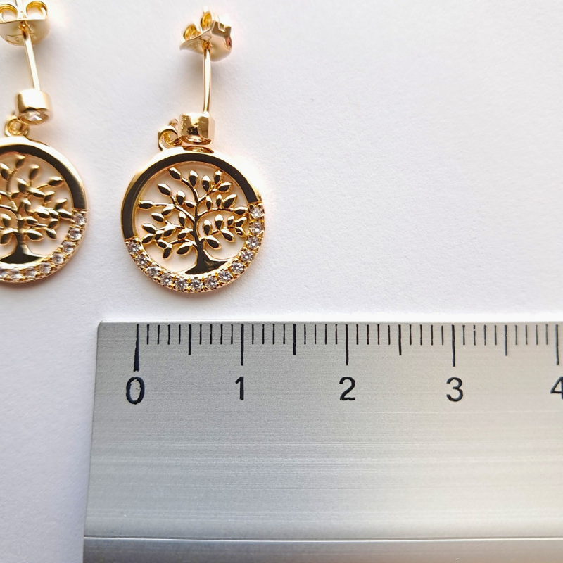 Boucles d'oreilles Plaqué Or - Arbre de vie et éclat éternel