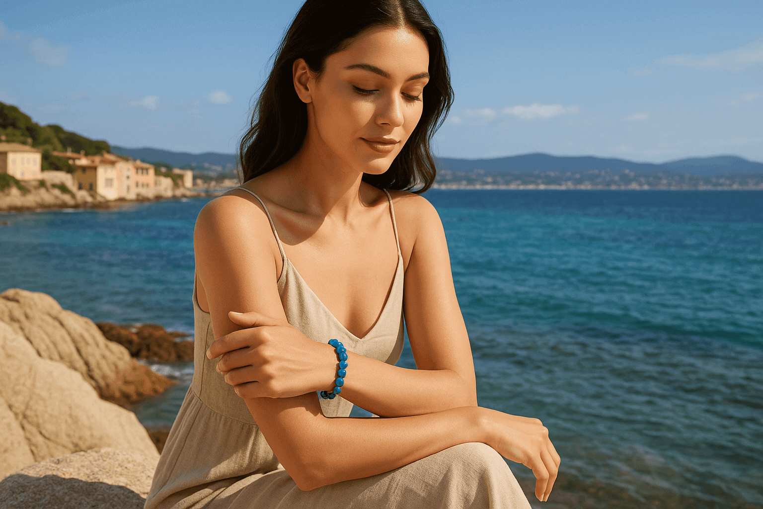 Bracelet en Apatite Bleue pour Femme