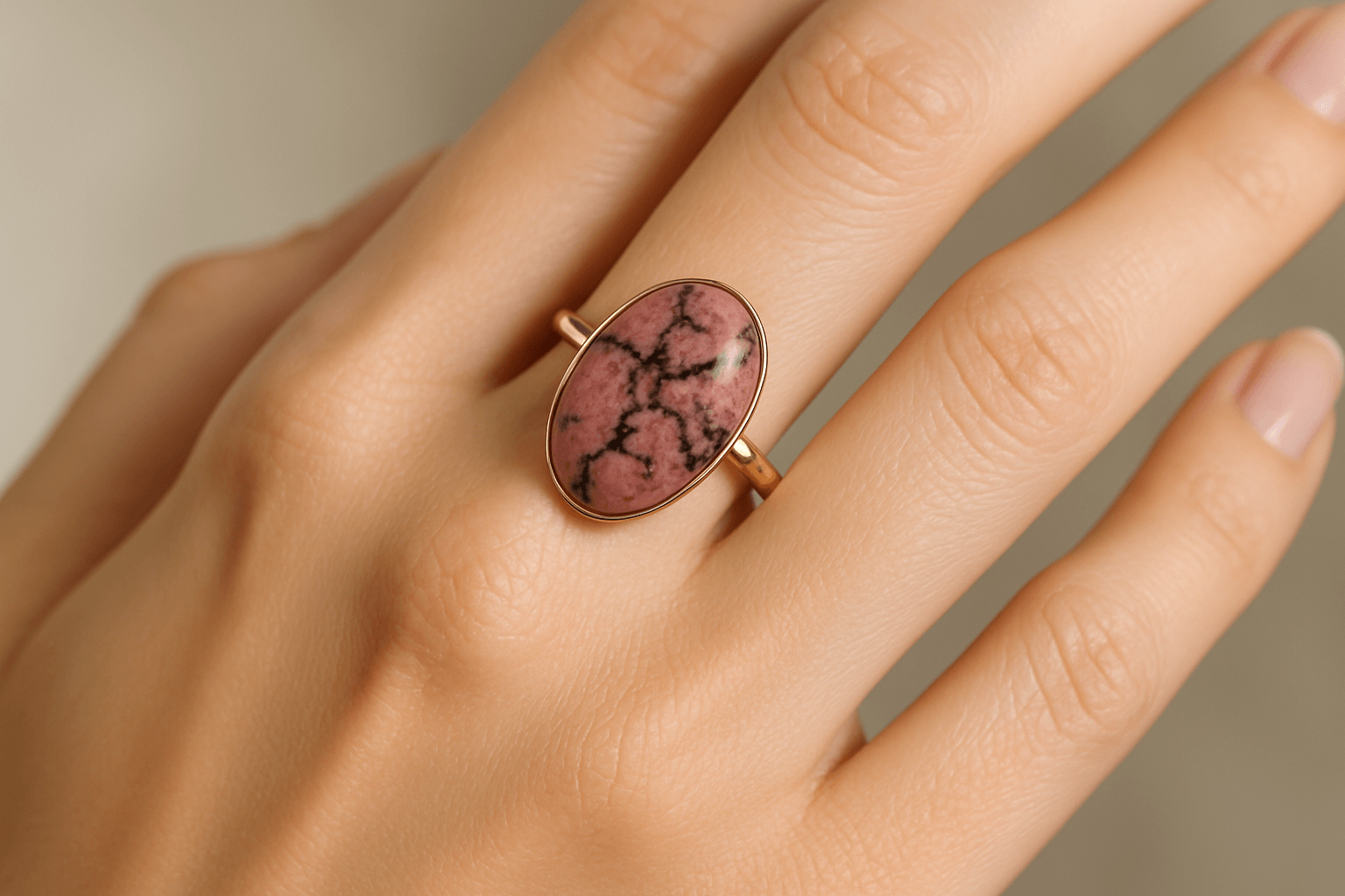 Bague en Rhodonite Naturelle pour Femme