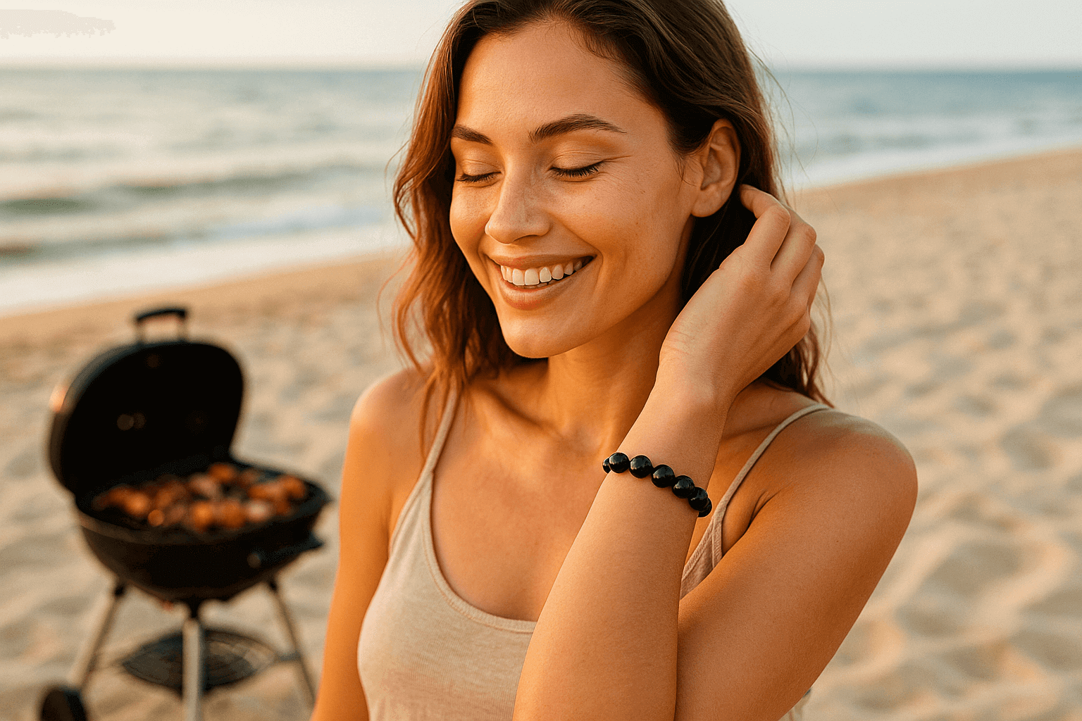 Bracelet en Obsidienne Noire pour Femme