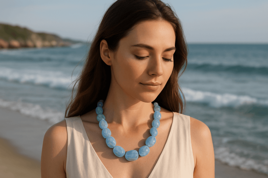 Collier en Calcite Bleue