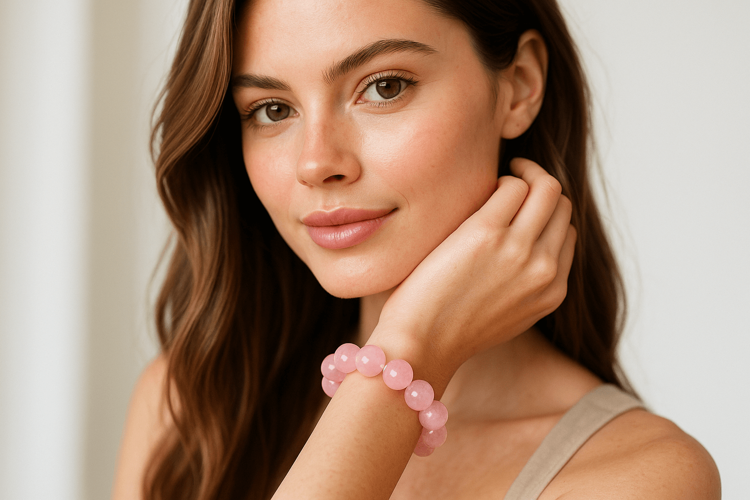 Bracelet en quartz rose de Madagascar pour femme