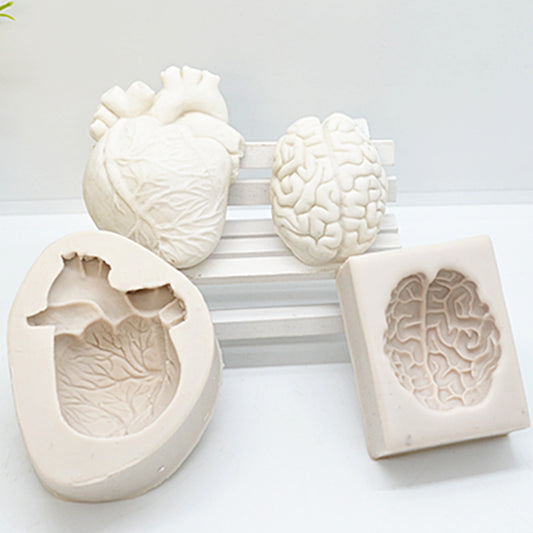 Moule silicone en forme de cœur et cerveau
