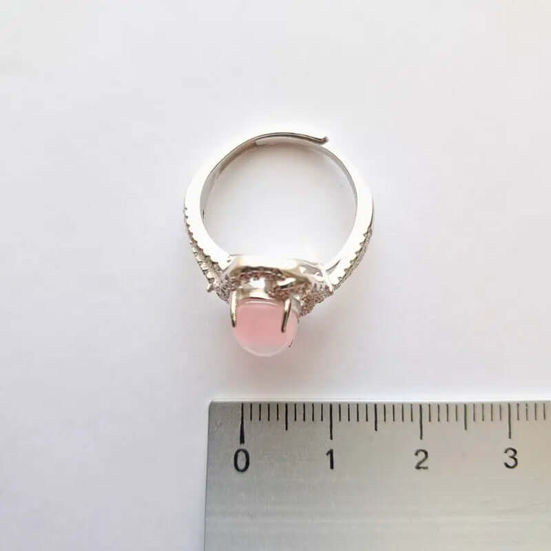 Bague Argent 925 Réglable Quartz Rose Madagascar – Amour & Guérison du Cœur C mon shopping™