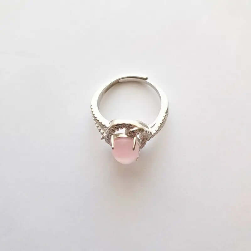 Bague Argent 925 Réglable Quartz Rose Madagascar – Amour & Guérison du Cœur C mon shopping™