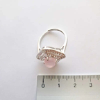 Bague Argent 925 Réglable Quartz Rose Madagascar – Tendresse & Amour de Soi C mon shopping™