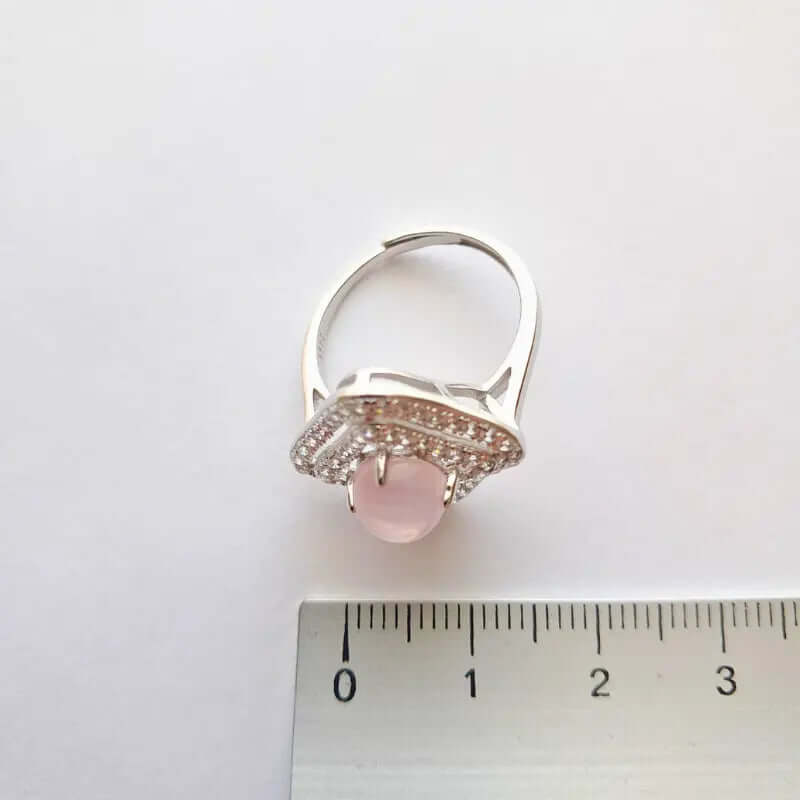 Bague Argent 925 Réglable Quartz Rose Madagascar – Tendresse & Amour de Soi C mon shopping™