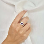 Bague en argent pour femme - Pierre Améthyste et zirconium