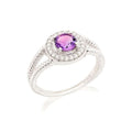 Bague en argent pour femme - Pierre Améthyste et zirconium