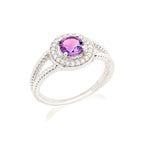 Bague en argent pour femme - Pierre Améthyste et zirconium