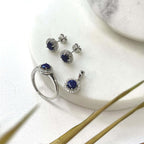 Bague en argent pour femme - Pierre lapis lazuli et zirconium