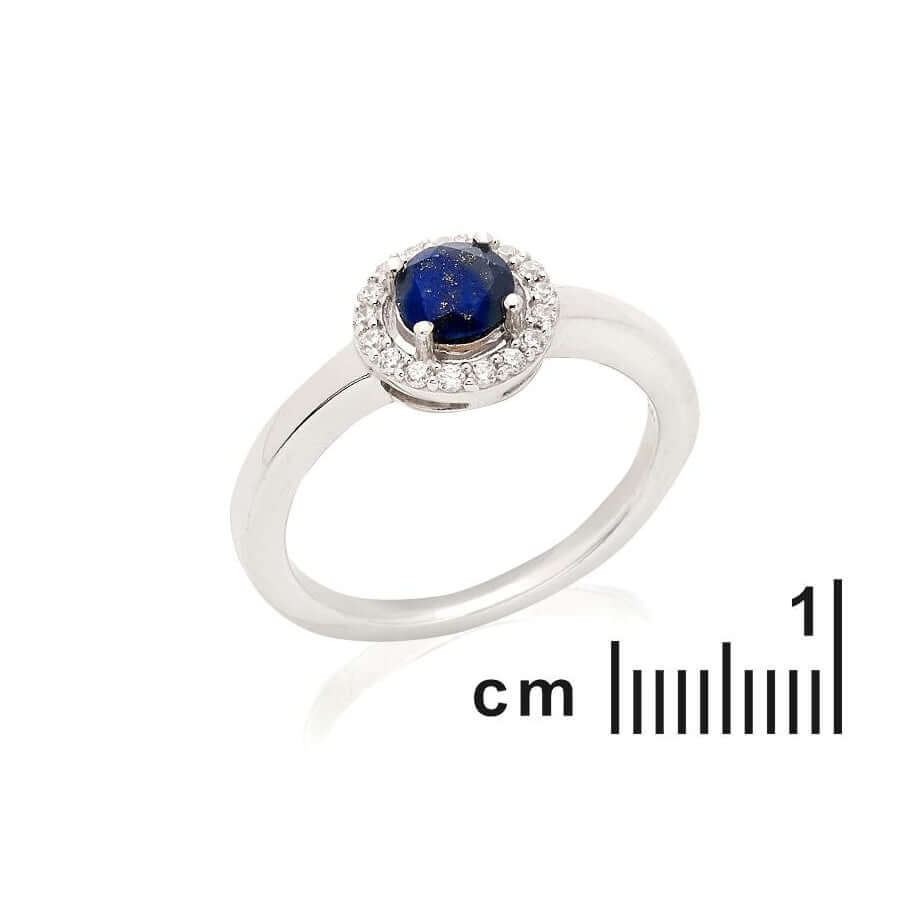 Bague en argent pour femme - Pierre lapis lazuli et zirconium