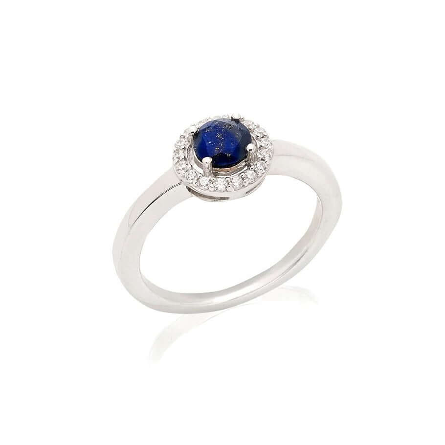 Bague en argent pour femme - Pierre lapis lazuli et zirconium