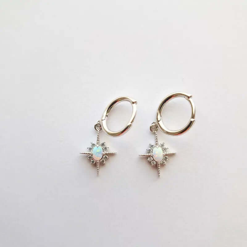 Boucles d’Oreilles Argent 925 - Étoile Opale, Éclat Céleste C mon shopping™