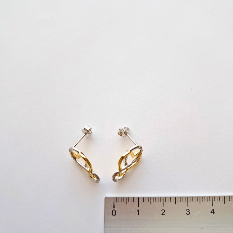Boucles d’Oreilles Infini & Cœur Doré – Argent 925 Rhodié