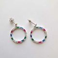 Boucles d’oreilles en argent pour femme - Cercle arc-en-ciel