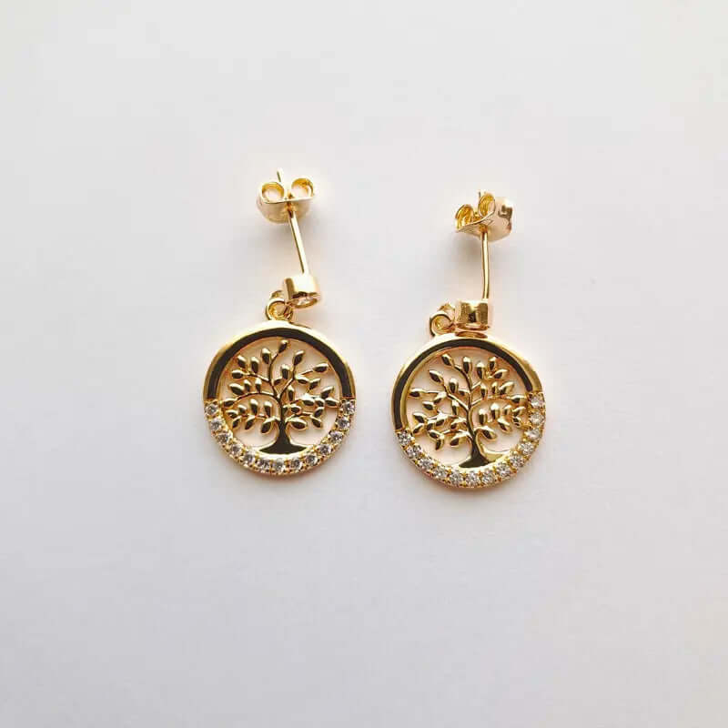 Boucles d'oreilles Plaqué Or - Arbre de vie et éclat éternel C mon shopping™