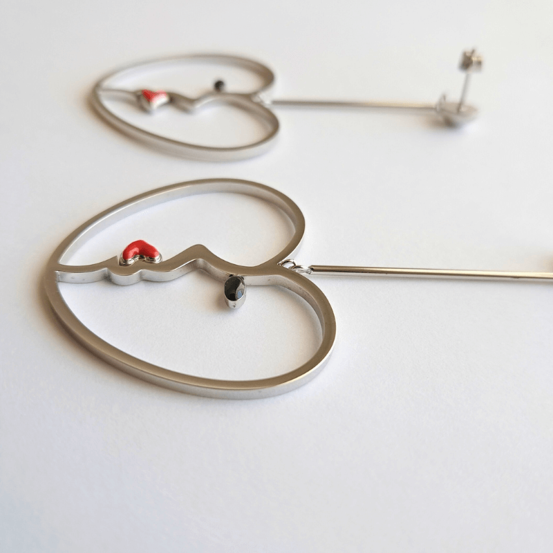Boucles d’oreilles pendantes femme en forme de visage, émail coloré et acier inoxydable