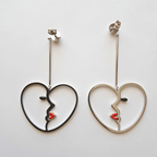 Boucles d’oreilles pendantes femme en forme de visage, émail coloré et acier inoxydable