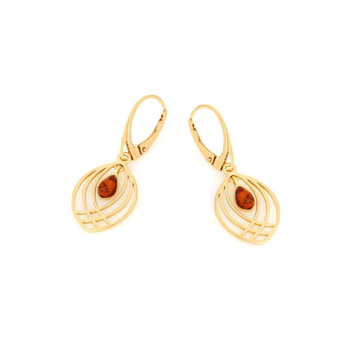 Boucles d'oreilles en argent pour femme - Ambre naturelle