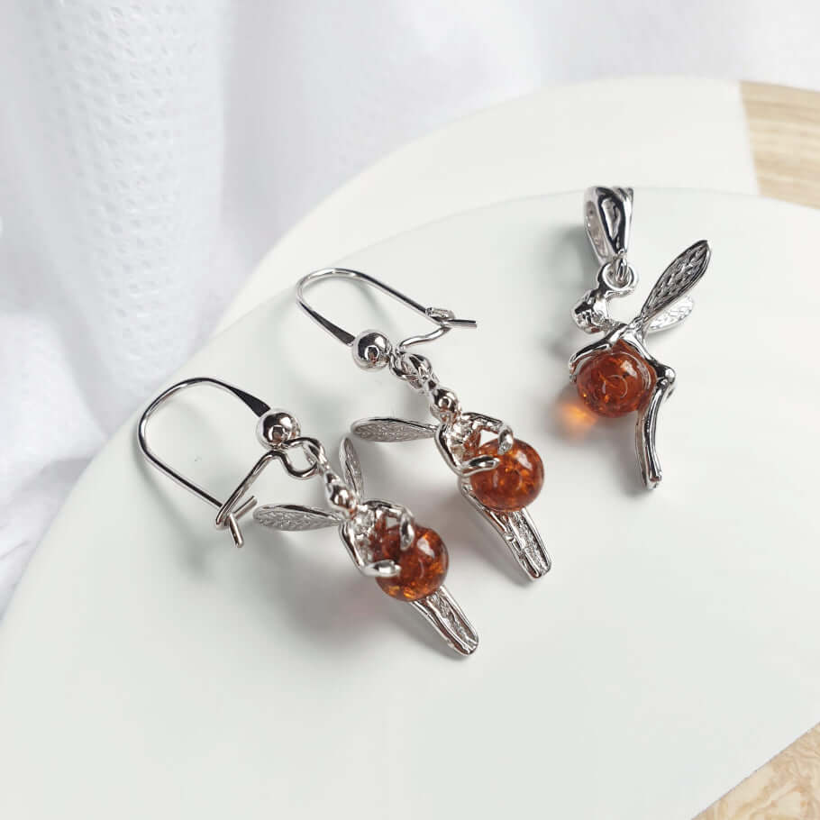 Boucles d'oreilles en argent pour femme - Ambre de la baltique