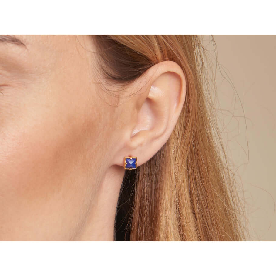 Boucles d'oreilles en argent pour femme - Lapi Lazuli bleu naturel