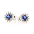 Boucles d'oreilles en argent pour femme - Tanzanite bleu ronde