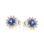 Boucles d'oreilles en argent pour femme - Tanzanite bleu ronde