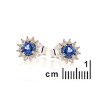 Boucles d'oreilles en argent pour femme - Tanzanite bleu ronde