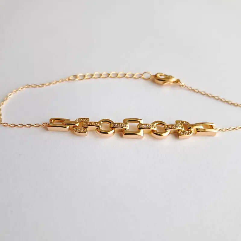 Bracelet en plaqué or pour femme - Maillons géométriques