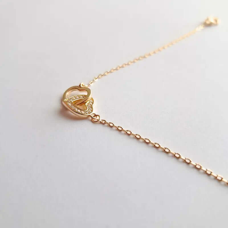 Bracelet plaqué Or 18 carats - Deux Cœurs Entrelacés, amour éternel C mon shopping™