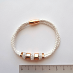 Bracelet cordon blanc tressé pour femme - Pierres synthétiques