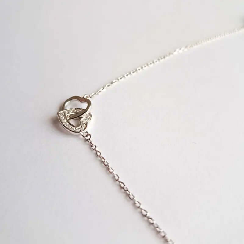 Bracelet en Argent 925 Rhodié - Deux Cœurs Entrelacés, amour éternel C mon shopping™