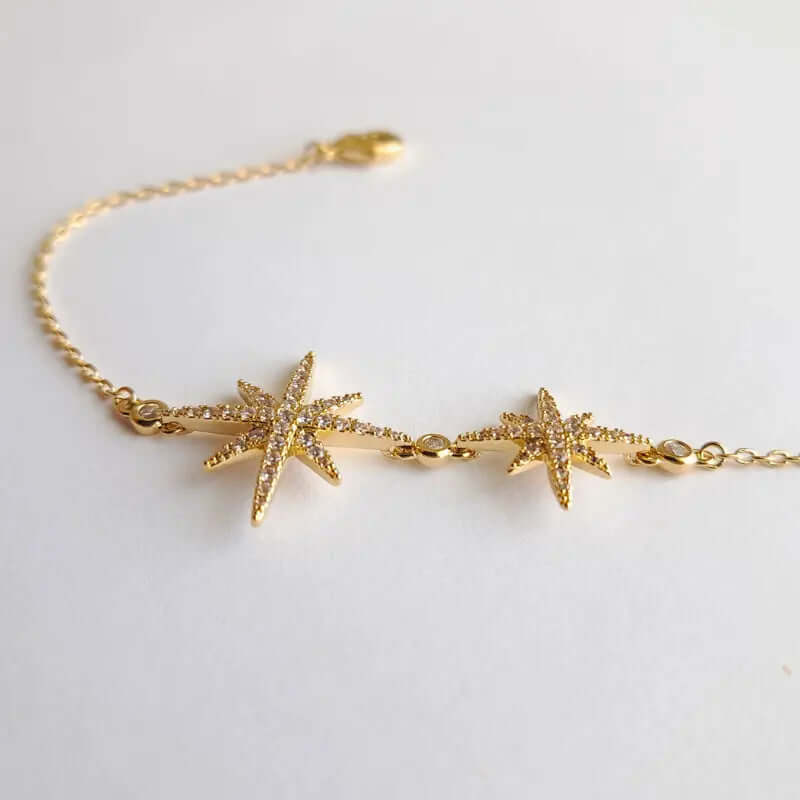 Bracelet Plaqué Or – Étoile Étincelante, Élégance Céleste au Poignet C mon shopping™