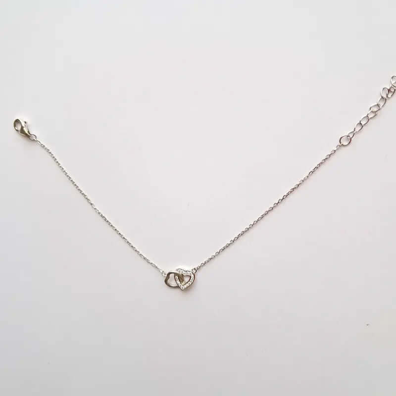 Bracelet en Argent 925 Rhodié - Deux Cœurs Entrelacés, amour éternel C mon shopping™