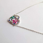 Bracelet en argent pour femme - Cœur fleuri