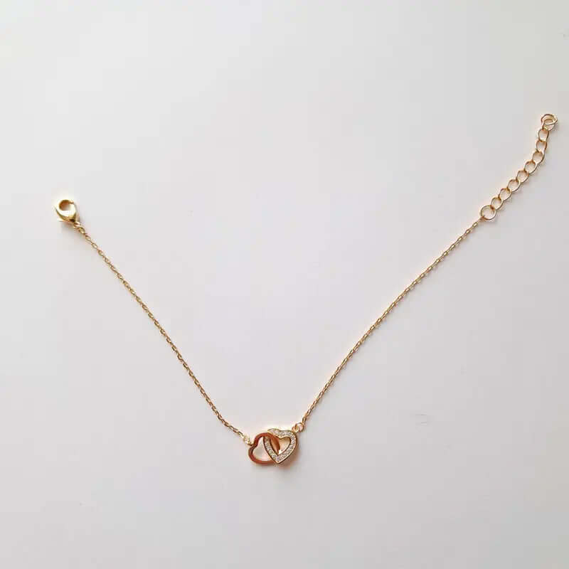 Bracelet plaqué Or 18 carats - Deux Cœurs Entrelacés, amour éternel C mon shopping™