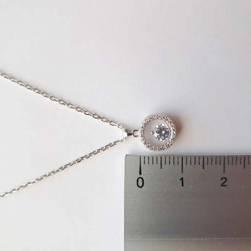 Collier en argent pour femme - Solitaire encerclé