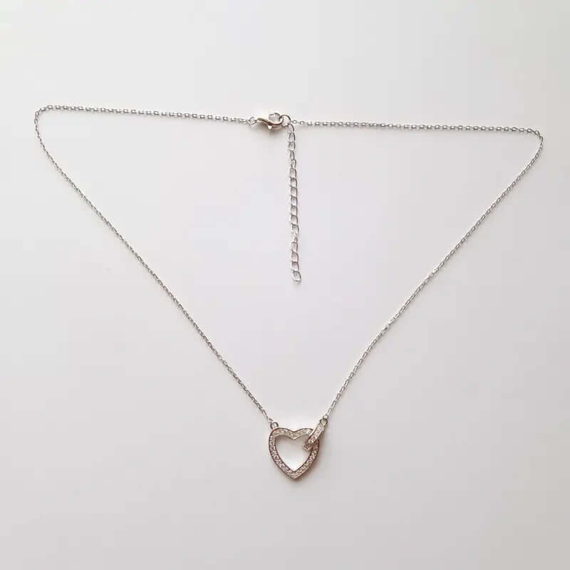 Collier "Lien Éternel" en Argent 925 Rhodié – Cœur & Anneau Unis C mon shopping™