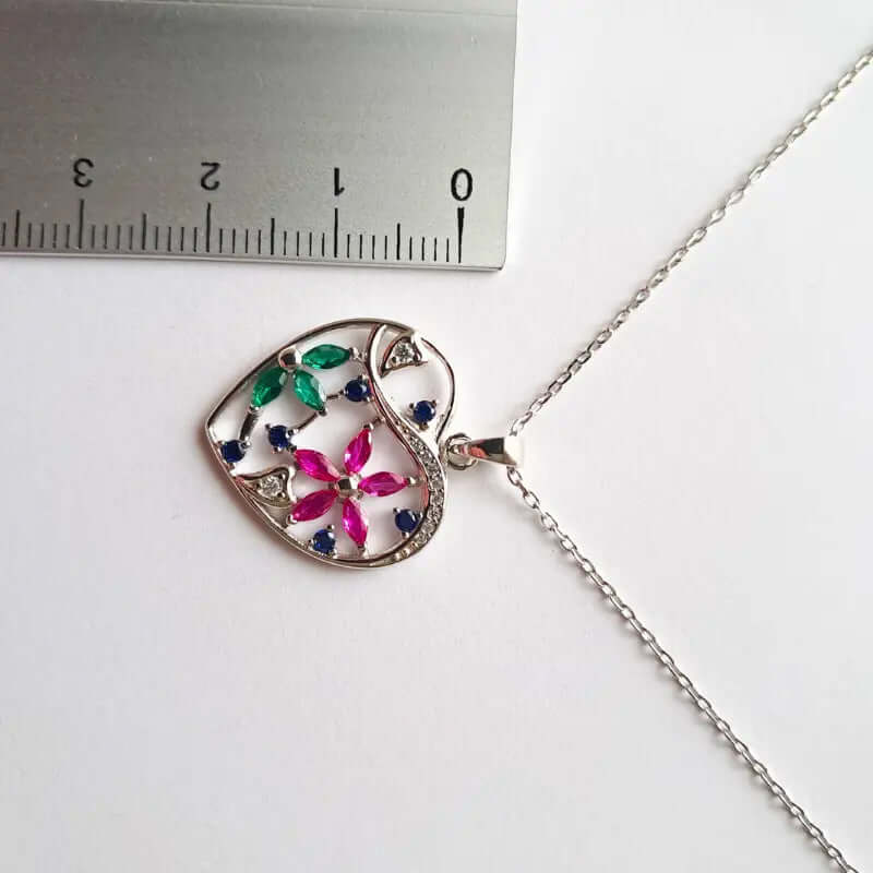 Collier en Argent 925 Rhodié – Cœur Éclatant avec Pierres Synthétiques C mon shopping™