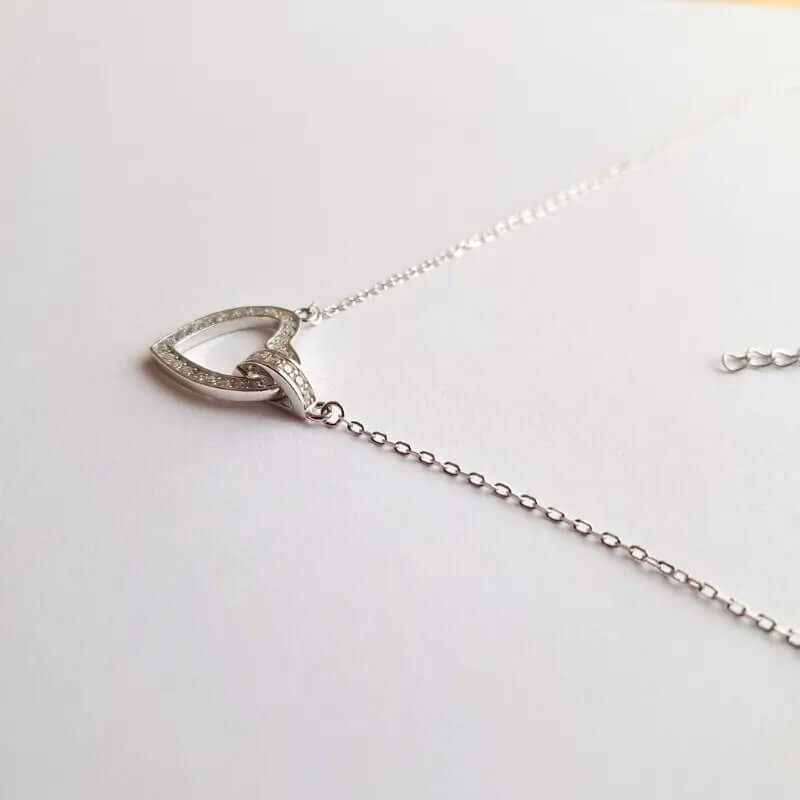 Collier "Lien Éternel" en Argent 925 Rhodié – Cœur & Anneau Unis C mon shopping™