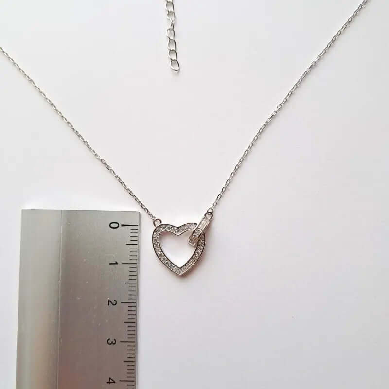 Collier "Lien Éternel" en Argent 925 Rhodié – Cœur & Anneau Unis C mon shopping™