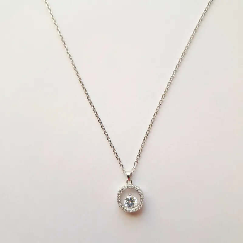 Collier en argent pour femme - Solitaire encerclé