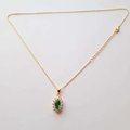 Collier plaqué or pour femme - Émeraude synthétique