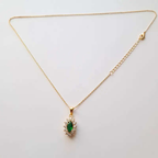 Collier "Victoire Émeraude" Plaqué Or 40+5 cm avec Pierre Verte C mon shopping™