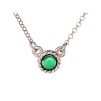 Collier en argent pour femme - Agathe verte ronde
