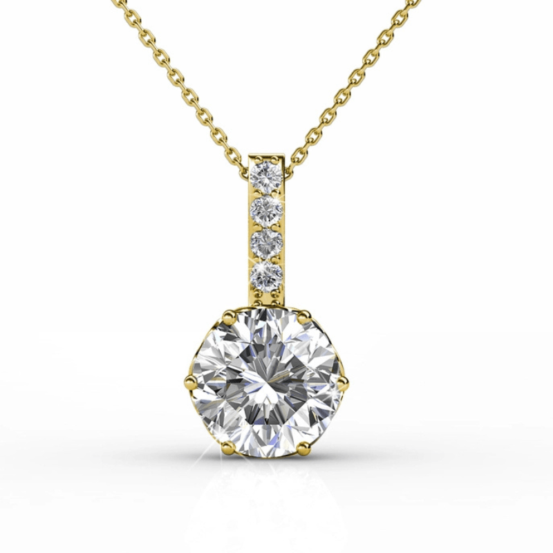 Collier Pendentif Doré – Pierre Brillante Effet Diamant
