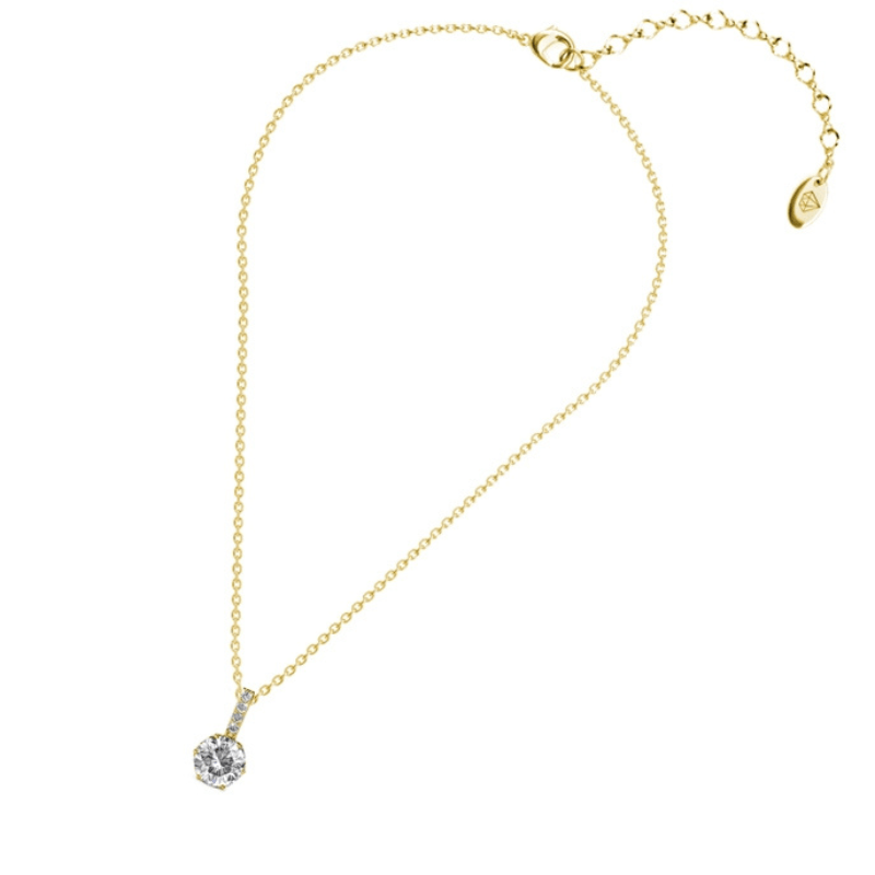 Collier Pendentif Doré – Pierre Brillante Effet Diamant