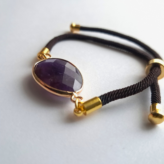 Bracelet Cordon Améthyste Brésil – Sérénité au bout du poignet